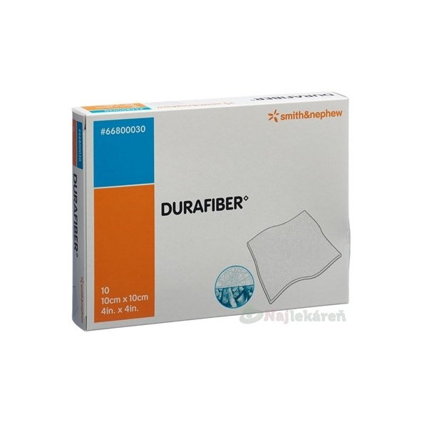 DURAFIBER absorpčné, gélujúce krytie na rany z hydrovlákna, veľkosť 10x10 cm, 10 ks