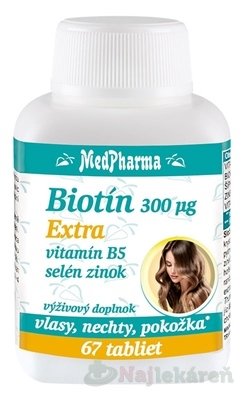 E-shop MedPharma BIOTÍN 300 µg Extra (vlasy, nechty, pokožka) 67 ks