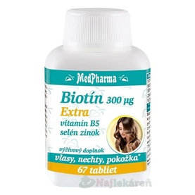 MedPharma BIOTÍN 300 µg Extra (vlasy, nechty, pokožka) 67 ks