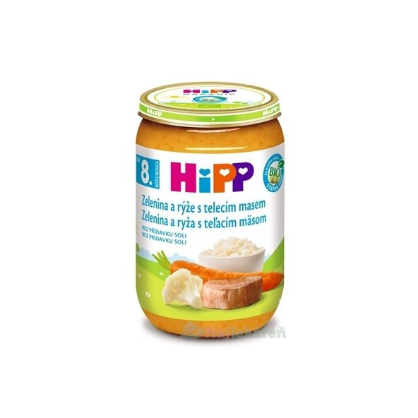 HiPP BIO príkrm zelenina, teľacie mäso a ryža 220g