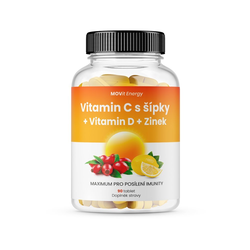 E-shop Vitamín C 1200 mg so šípkami + Vitamín D + Zinok PREMIUM MOVit Energy 90 tabliet