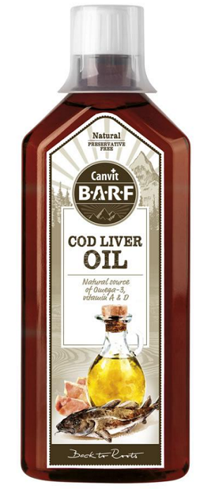 E-shop Canvit BARF Cod liver Oil olej z nórskej tresky pre psy 500ml