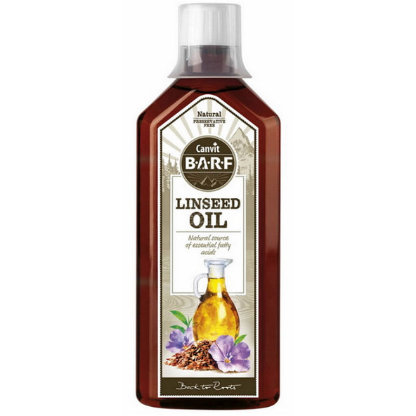 Canvit BARF Linseed Oil ľanový olej na podporu zdravého trávenia a kože pre psov 500ml