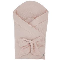 EKO Zavinovačka mušelínová s kokosovou vyberateľnou vložkou a mašľou Powder pink 75x75 cm