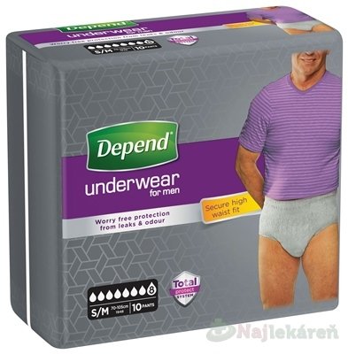DEPEND SUPER S/M pre mužov naťahovacie nohavičky, obvod bokov 70-105cm, 10ks