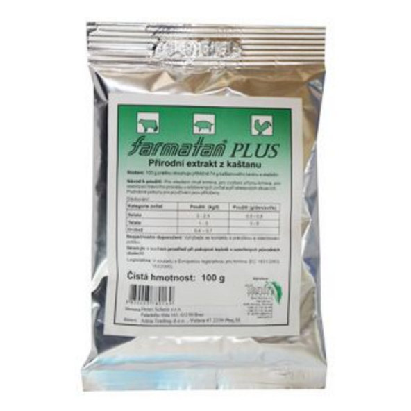 Farmatan Plus 75% kŕmna doplnková látka z dreva gaštanu jedlého pre hospodárske zvieratá 100g