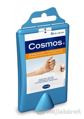 E-shop COSMOS (HYDRO-ACTIVE) náplasť na drobné poranenia (65x90mm) 3ks + nožnice, 1set