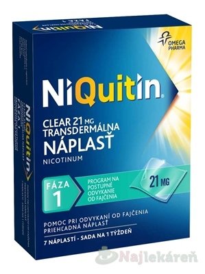 E-shop NiQuitin Clear 21mg náplasti proti fajčeniu 7ks