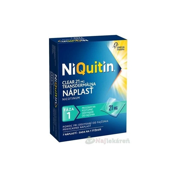 NiQuitin Clear 21mg náplasti proti fajčeniu 7ks