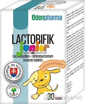 E-shop EDENPharma LACTOBIFIK junior žuvacie tablety pomaranč na trávenie 30 ks