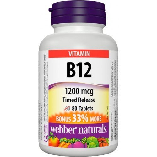 E-shop Webber Naturals Vitamín B12 1200 mcg s postupným uvoľňovaním 80 tbl