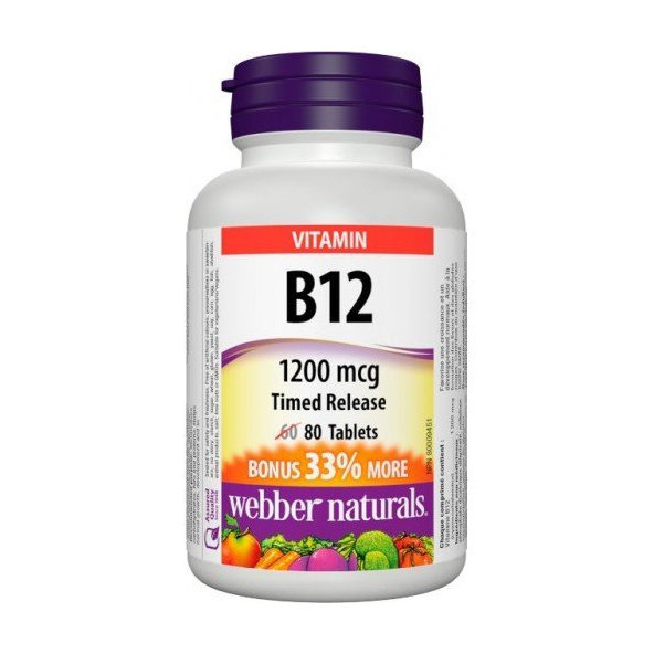 Webber Naturals Vitamín B12 1200 mcg s postupným uvoľňovaním 80 tbl
