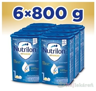 E-shop Nutrilon Advanced 1 Good Night počiatočná mliečna dojčenská výživa v prášku (0-6 mesiacov) 6x800 g