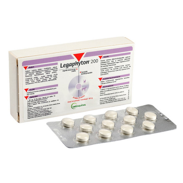 Legaphyton 200 výživový doplnok určený pre psov na podporu funkcie pečene a obličiek 24tbl