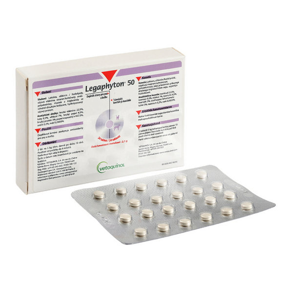 Legaphyton 50 výživový doplnok určený pre psov a mačky na podporu funkcie pečene a obličiek 24tbl