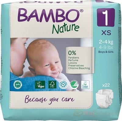 E-shop BAMBO 1 (2-4 kg) detské plienky priedušné 22 ks