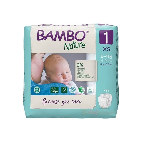 BAMBO 1 (2-4 kg) detské plienky priedušné 22 ks