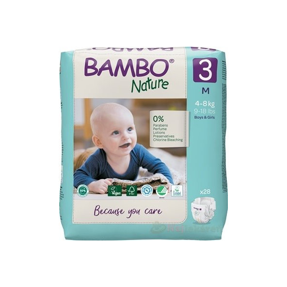 BAMBO 3 (4-8 kg) detské plienky priedušné 28 ks