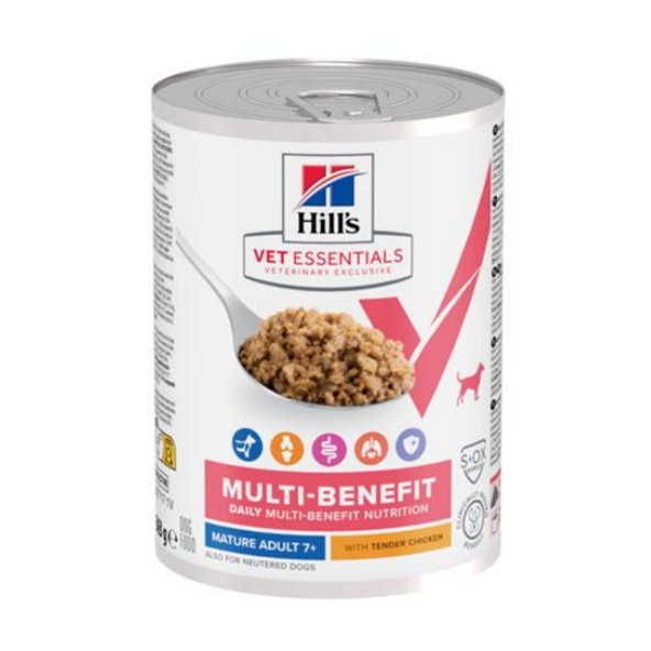 HILLS VE Canine Multi benefit Senior health Chicken konzerva pre psy 363g