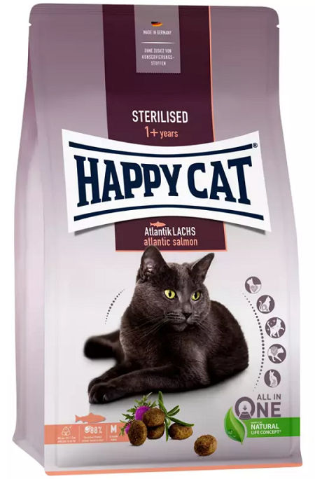 E-shop Happy Cat SUPREME - Sterilised Atlantik-Lachs/Losos granule pre kastrované mačky 1,3kg