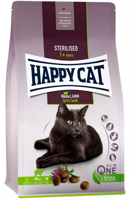 E-shop Happy Cat SUPREME - Sterilised Weide-Lamm/Jahňacie granule pre kastrované mačky 1,3kg