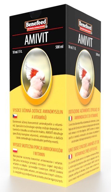 E-shop Amivit E komplex vitamínov a aminokyselín pre papagáje 500ml