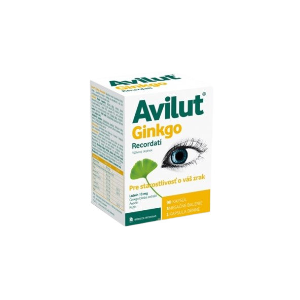 AVILUT Ginkgo Recordati pre starostlivosť a udržanie dobrého zraku 90 kapsúl