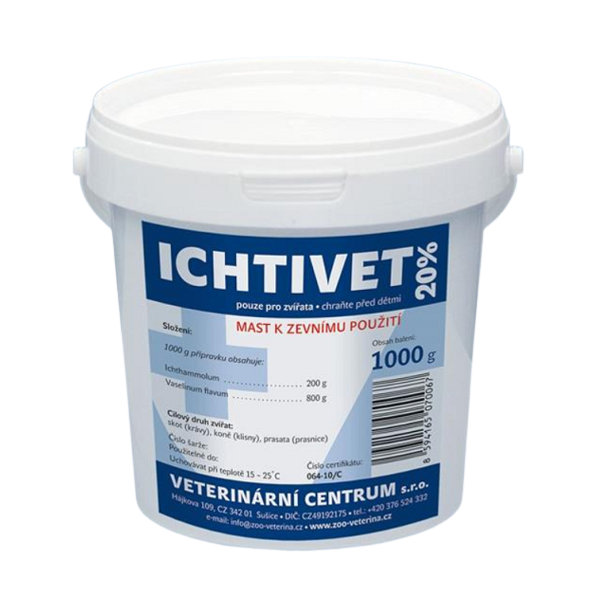 Ichtivet 20% ichthamolová masť pre zvieratá 1kg