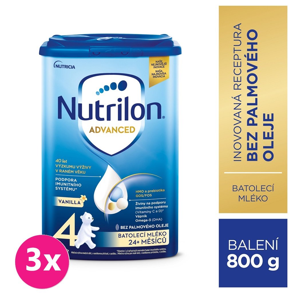 E-shop 3x NUTRILON 4 Vanilla batolecí mléko 800 g, 24+