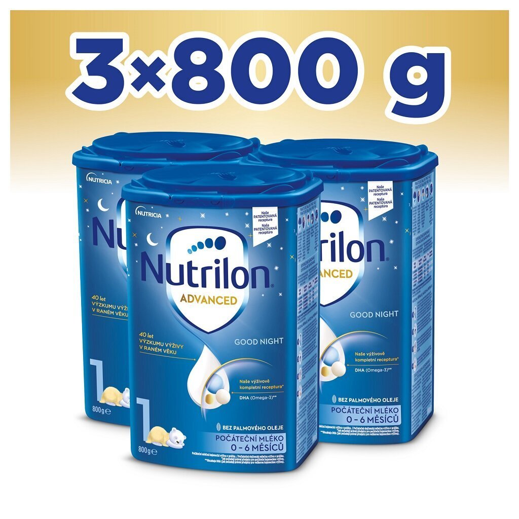 E-shop 3x NUTRILON 1 Advanced Good Night počiatočné dojčenské mlieko od narodenia 800 g