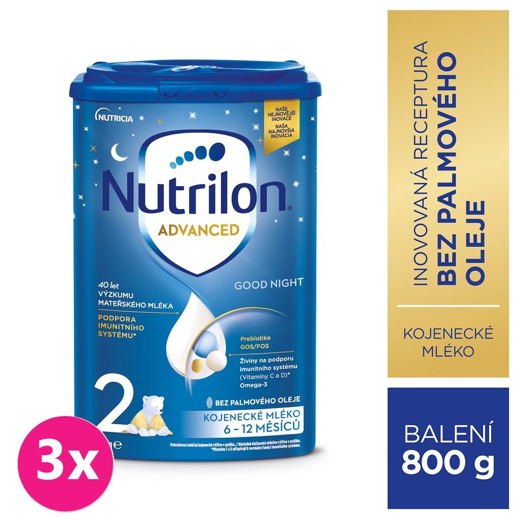 E-shop 3x NUTRILON 2 Advanced Good Night následné dojčenské mlieko od uk. 6. mesiaca 800 g