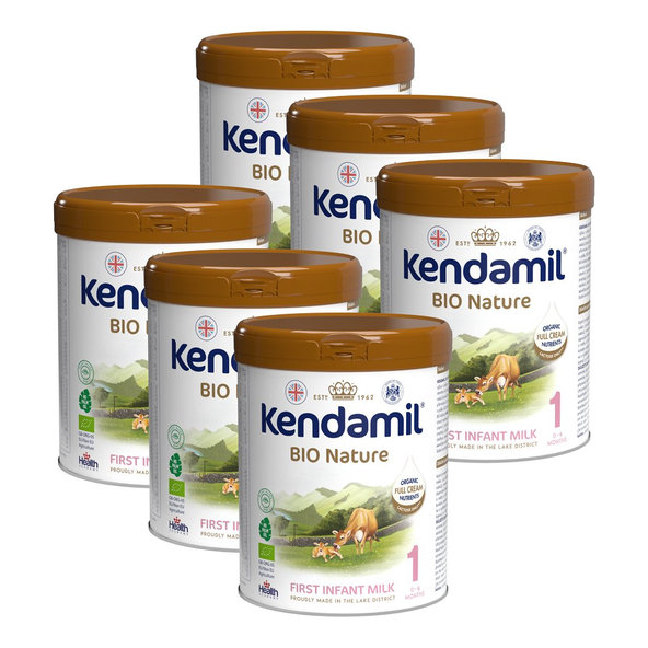 6x KENDAMIL Počiatočné BIO nature mlieko 1 (800 g) DHA+