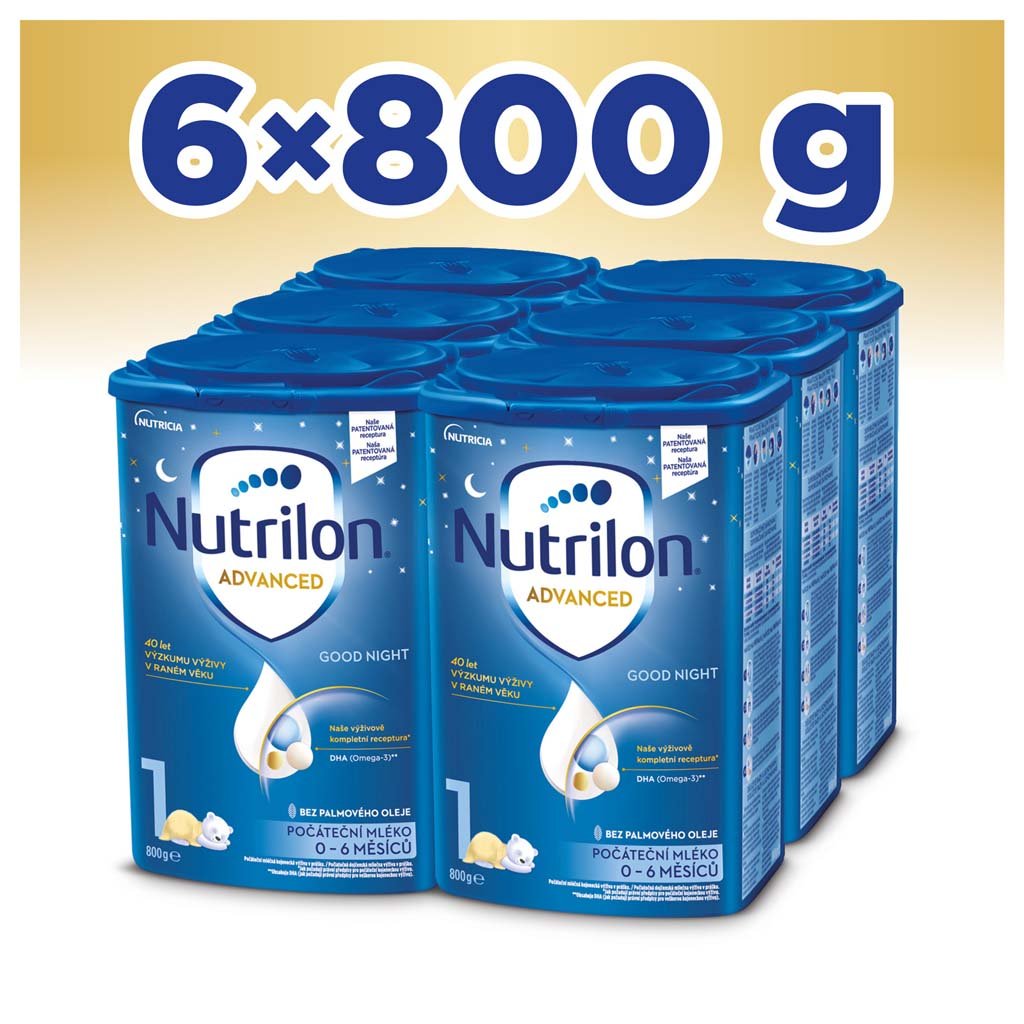 E-shop 6x NUTRILON 1 Advanced Good Night počiatočné dojčenské mlieko od narodenia 800 g
