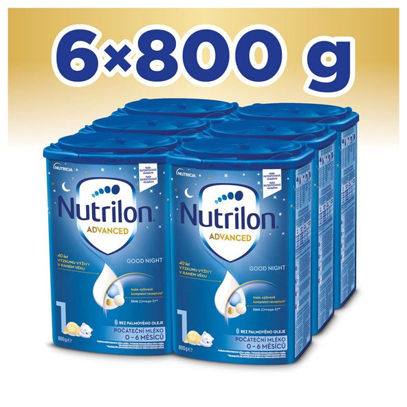 6x NUTRILON 1 Advanced Good Night počiatočné dojčenské mlieko od narodenia 800 g