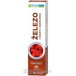 PLUS LEKÁREŇ Železo + vitamín C + kyselina listová šumivé tbl s príchuťou čierne ríbezle 20 ks
