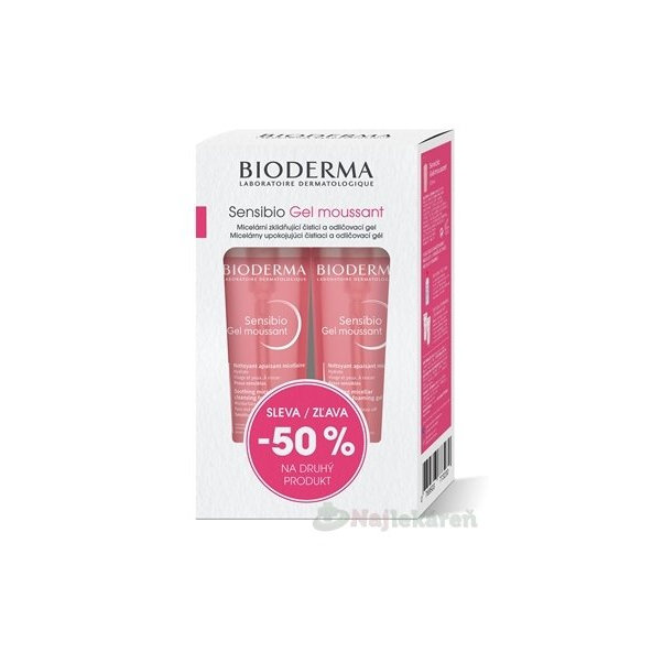 BIODERMA Sensibio Gel moussant + jemný čistiaci a odličovací gél 2x200ml