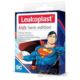LEUKOPLAST KIDS HERO SUPERMAN náplasť na rany, 2 veľkosti 12 ks