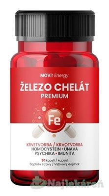 Movit Energy Železo Chelát PRÉMIA kapsuly na podporu krvotvorby 30 cps kúpite na Najlekaren.eu