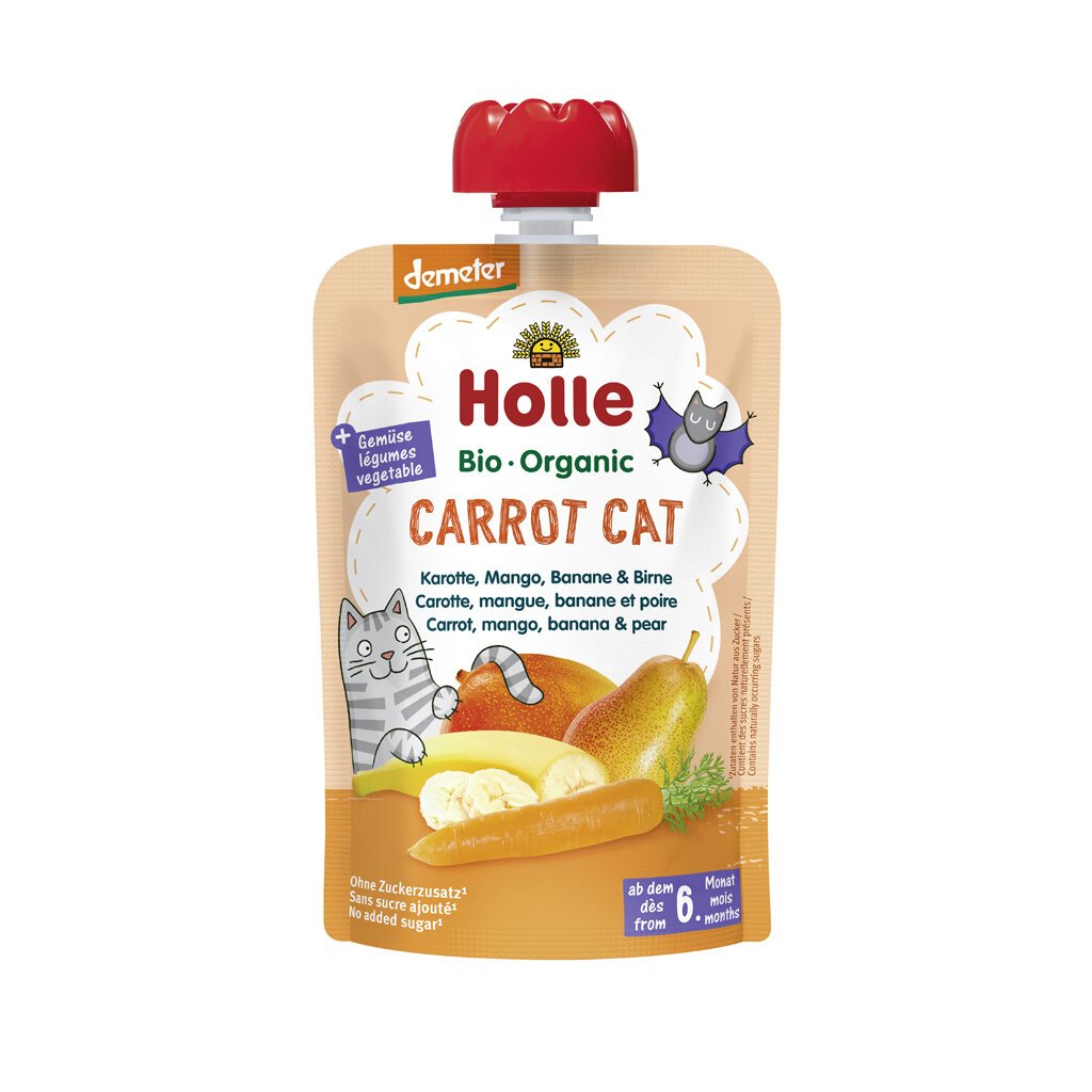 6x HOLLE Carrot Cat Bio pyré mrkva mango banán hruška 100 g (6+)