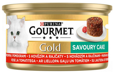 E-shop GOURMET GOLD Savoury Cake s hovädzím a rajčinou konzervy pre mačky 12x85g