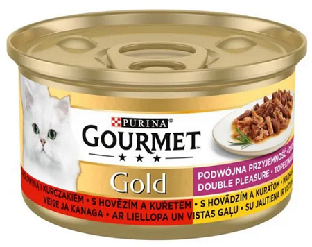 E-shop GOURMET GOLD cat hovädzie & kura kúsky šťava konzervy pre mačky 12x85g