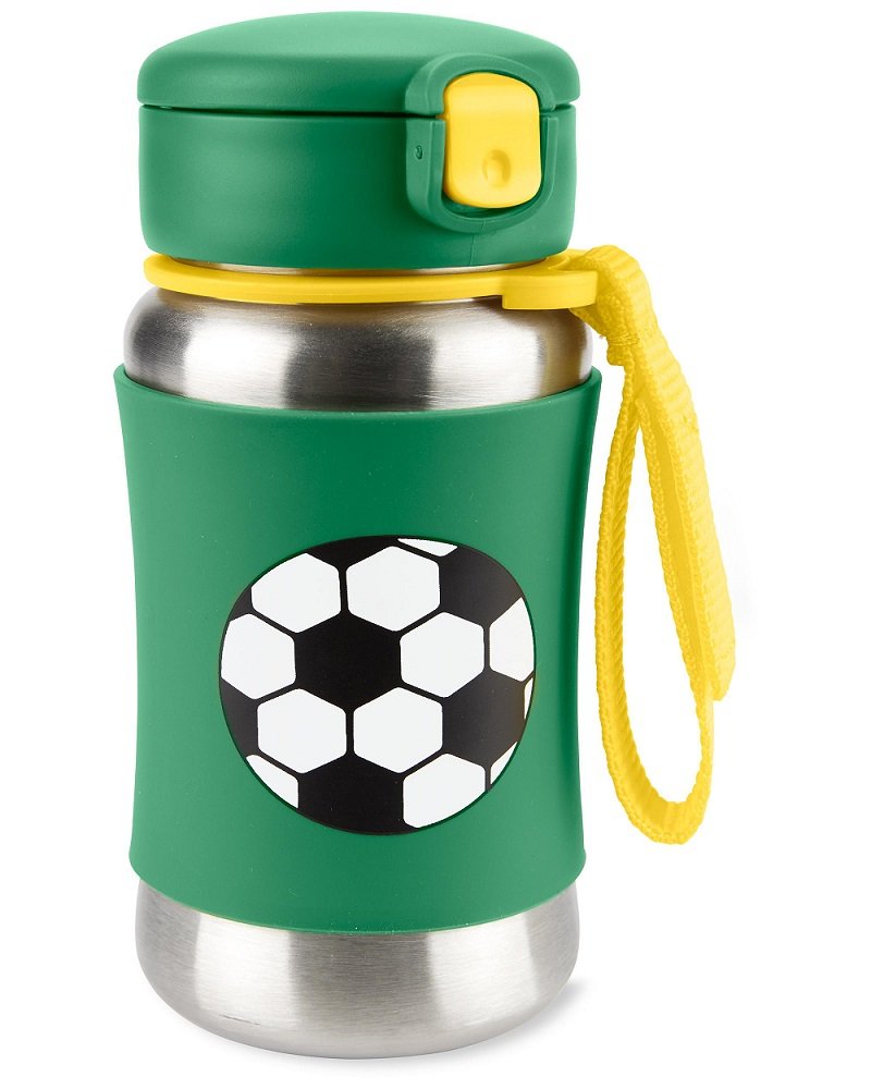 E-shop SKIP HOP Spark Style Fľaša so slamkou na vodu nerez Futbal 12m+