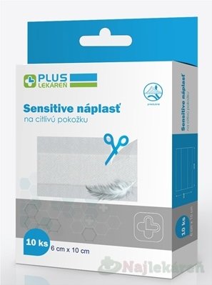 E-shop PLUS LEKÁREŇ Náplasť sensitive na citlivú pokožku 6 x 10 cm, 10 ks
