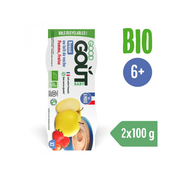 3x GOOD GOUT BIO Dezert jahodový s jablkom (2x100 g), 6m+
