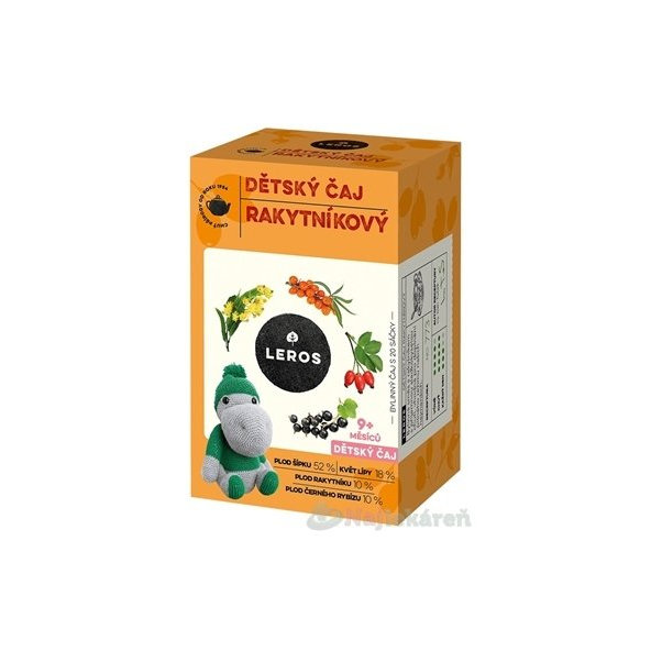 LEROS DETSKÝ ČAJ RAKYTNÍKOVÝ nálevové vrecká (od 9+ mesiacov) (inov.2021) 20x2 g