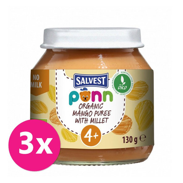 3x SALVEST Põnn BIO Pyré mangovo-banánové s pšenom 130 g
