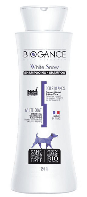 E-shop BIOGANCE White Snow šampón pre psy a mačky na svetlé a biele farby srsti 250ml