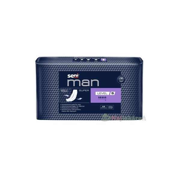 SENI MAN Super Level 5 vložky urologické pre mužov, savosť 870 ml, 15 ks