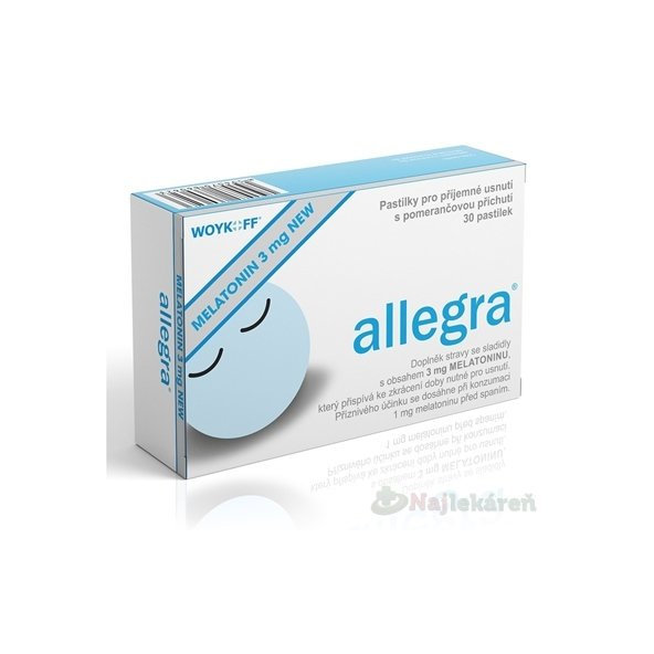 allegra MELATONÍN 3 mg pastilky s pomarančovou príchuťou (inov.2019) 30 ks