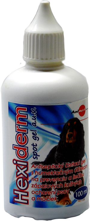 E-shop Hexiderm spot gel antiseptický gél určený na preventívne ošetrenie kože psov a mačiek 100ml